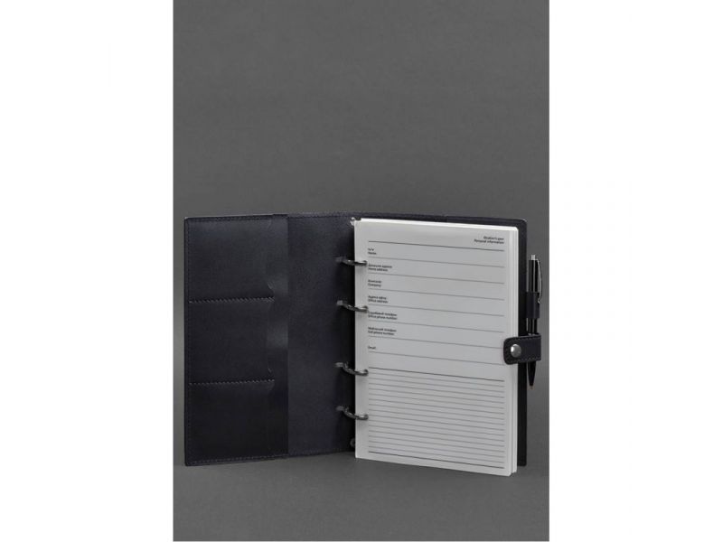 Кожаный блокнот с датированным блоком (Софт-бук) 9.1 темно-синий, фото 2