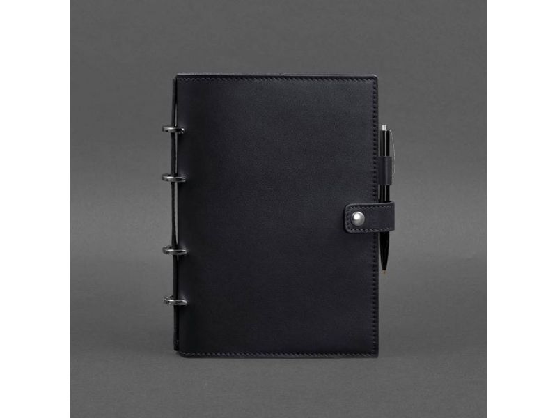 Кожаный блокнот с датированным блоком (Софт-бук) 9.1 темно-синий, фото 4