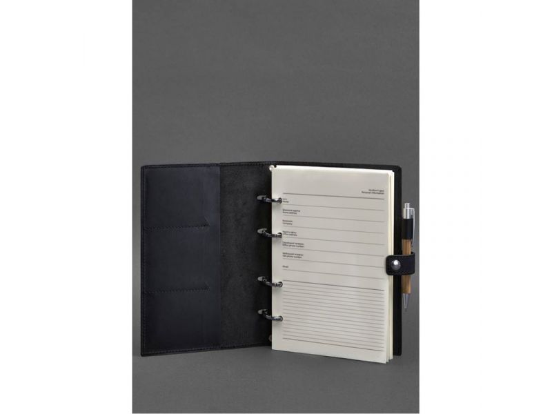 Кожаный блокнот с датированным блоком (Софт-бук) 9.1 синий Crazy Horse, фото 2