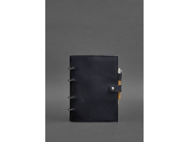 Кожаный блокнот с датированным блоком (Софт-бук) 9.1 синий Crazy Horse, фото 1