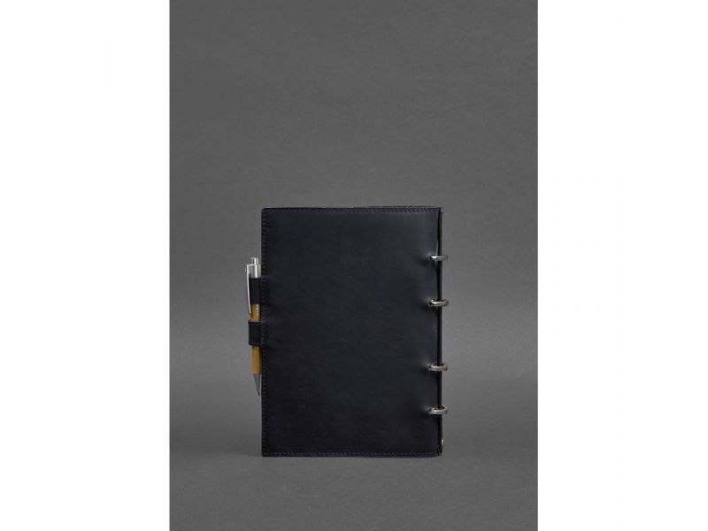 Кожаный блокнот с датированным блоком (Софт-бук) 9.1 синий Crazy Horse, фото 3