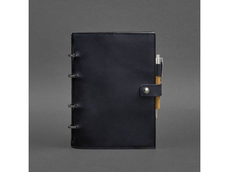 Кожаный блокнот с датированным блоком (Софт-бук) 9.1 синий Crazy Horse, фото 4