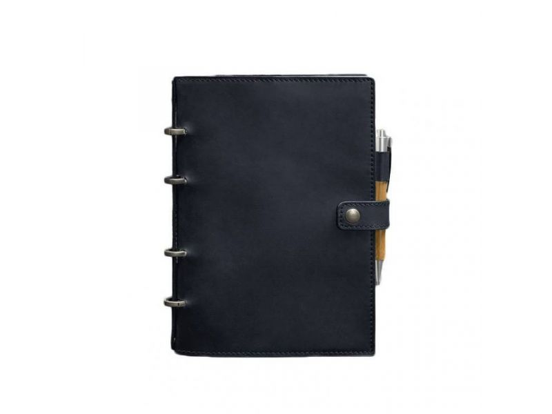 Кожаный блокнот с датированным блоком (Софт-бук) 9.1 синий Crazy Horse, фото 5