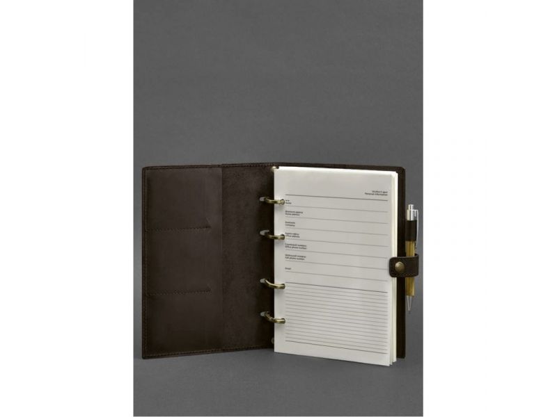 Кожаный блокнот с датированным блоком (Софт-бук) 9.1 темно-коричневый Crazy Horse, фото 2