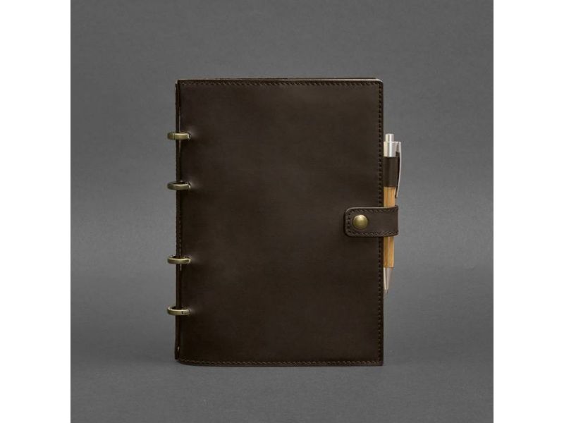 Кожаный блокнот с датированным блоком (Софт-бук) 9.1 темно-коричневый Crazy Horse, фото 4