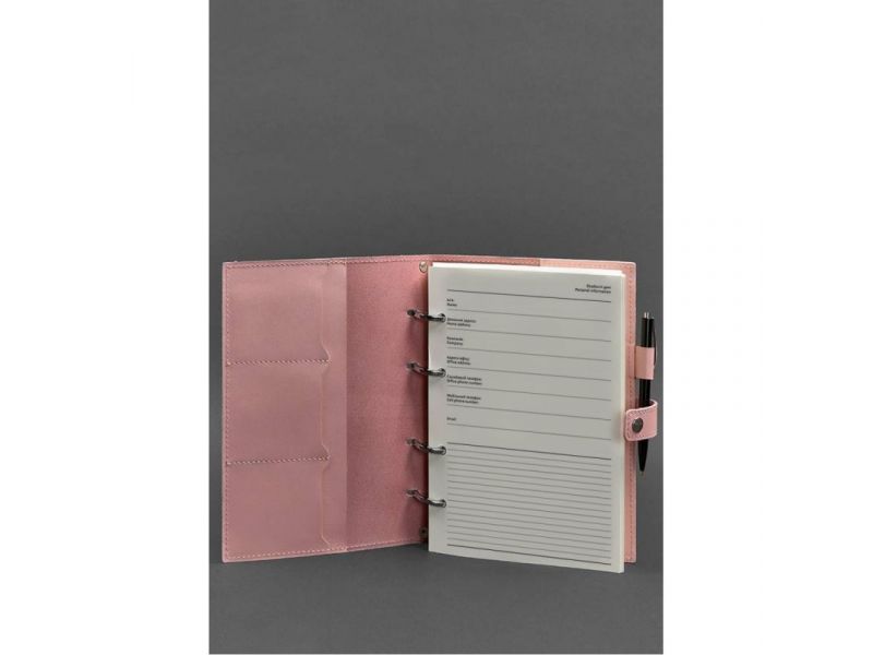 Кожаный блокнот с датированным блоком (Софт-бук) 9.1 розовый, фото 2