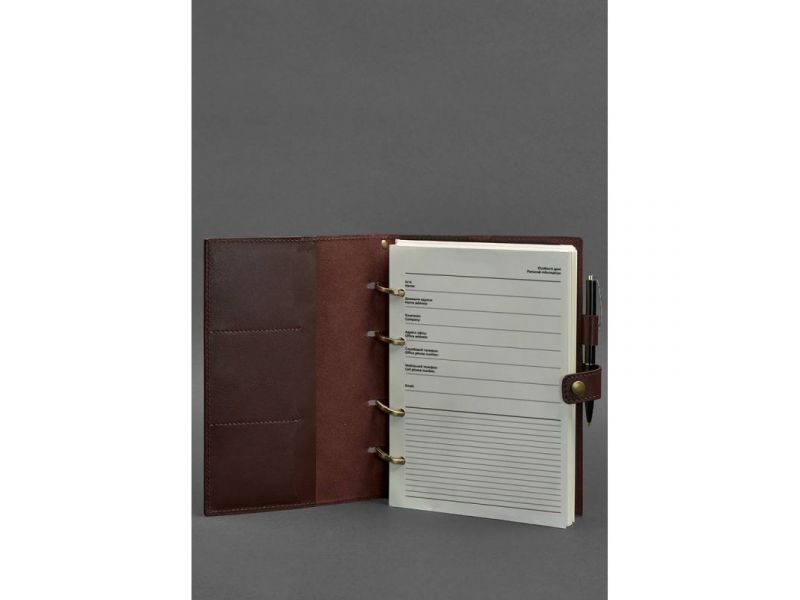Кожаный блокнот с датированным блоком (Софт-бук) 9.1 бордовый, фото 3