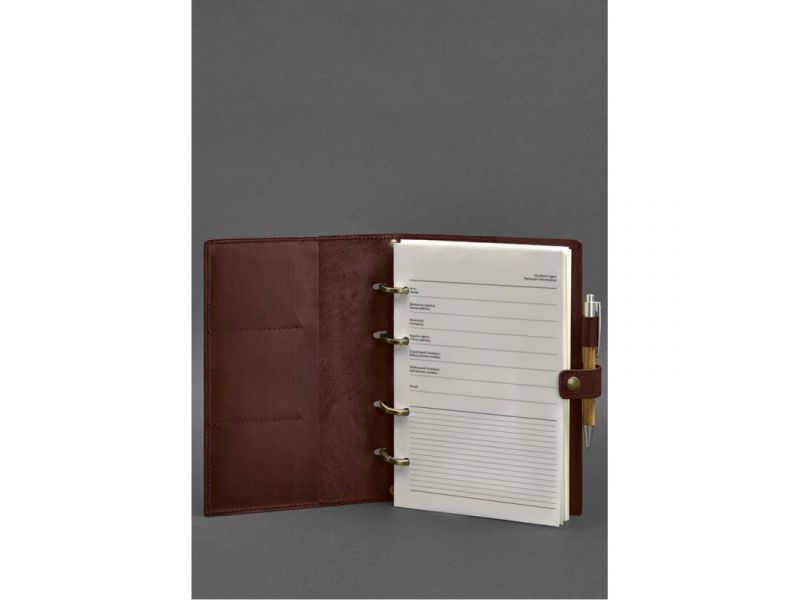 Кожаный блокнот с датированным блоком (Софт-бук) 9.1 бордовый Crazy Horse, фото 2