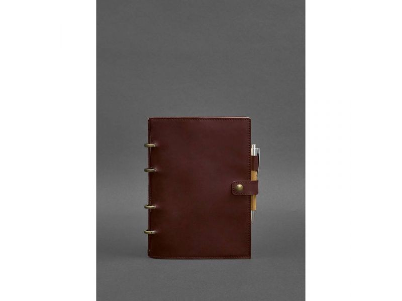 Кожаный блокнот с датированным блоком (Софт-бук) 9.1 бордовый Crazy Horse, фото 1