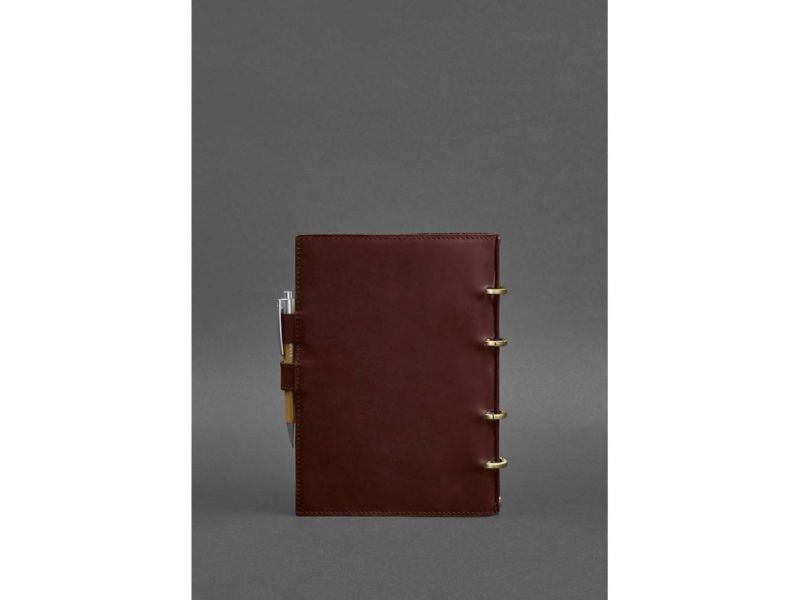 Кожаный блокнот с датированным блоком (Софт-бук) 9.1 бордовый Crazy Horse, фото 3