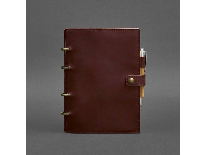 Кожаный блокнот с датированным блоком (Софт-бук) 9.1 бордовый Crazy Horse, фото 4