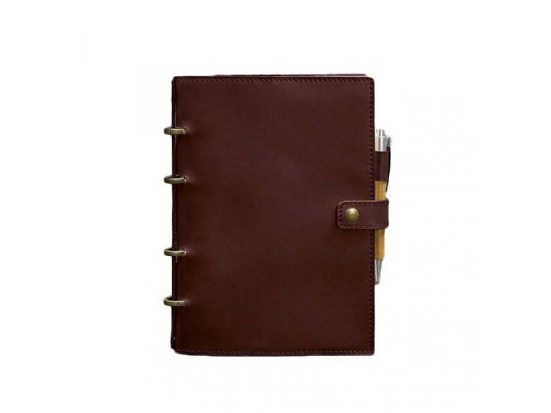 Кожаный блокнот с датированным блоком (Софт-бук) 9.1 бордовый Crazy Horse, фото 5