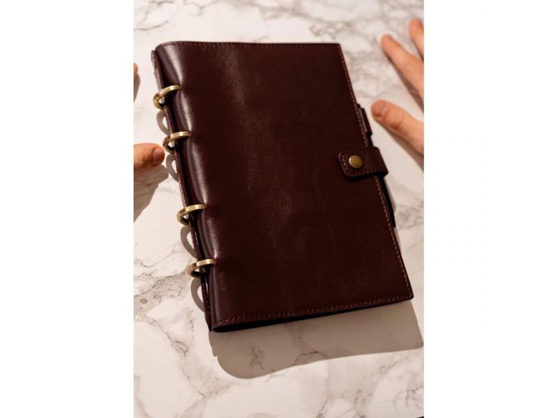 Кожаный блокнот с датированным блоком (Софт-бук) 9.1 бордовый, фото 1