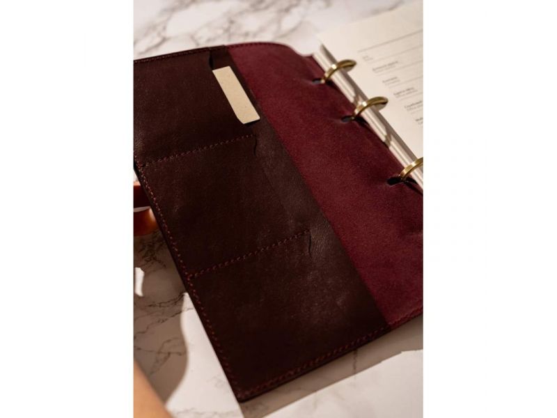 Кожаный блокнот с датированным блоком (Софт-бук) 9.1 бордовый, фото 5
