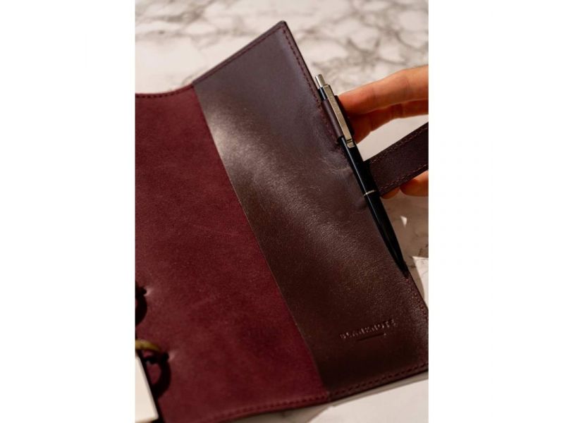 Кожаный блокнот с датированным блоком (Софт-бук) 9.1 бордовый, фото 8