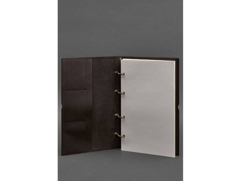 Кожаный блокнот А4 на кольцах (софт-бук) 9.0 в мягкой обложке коричневый, фото 2