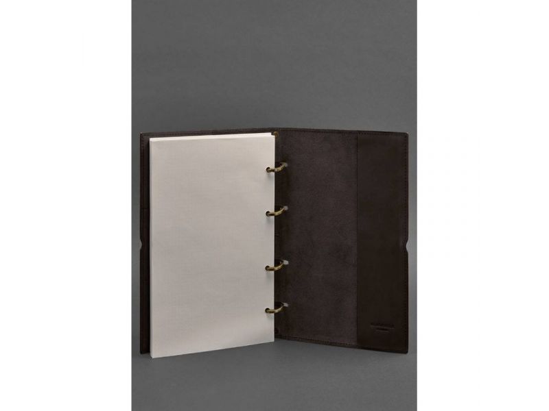 Кожаный блокнот А4 на кольцах (софт-бук) 9.0 в мягкой обложке коричневый, фото 4