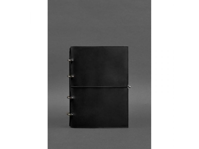 Кожаный блокнот А4 на кольцах (софт-бук) 9.0 в мягкой обложке черный Crazy Horse, фото 1