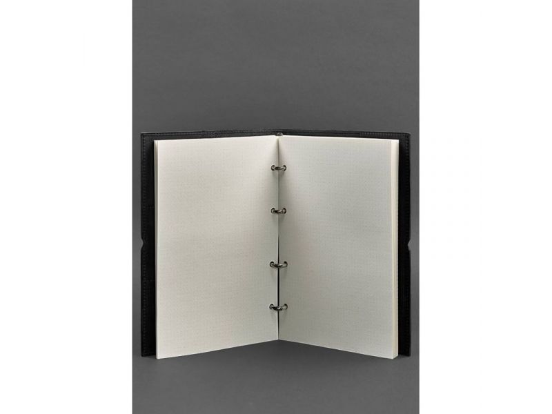 Кожаный блокнот А4 на кольцах (софт-бук) 9.0 в мягкой обложке черный Crazy Horse, фото 3