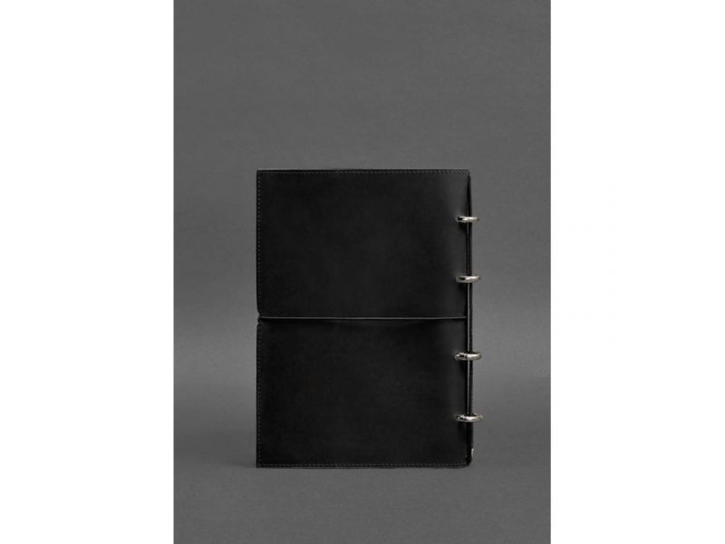 Кожаный блокнот А4 на кольцах (софт-бук) 9.0 в мягкой обложке черный Crazy Horse, фото 5