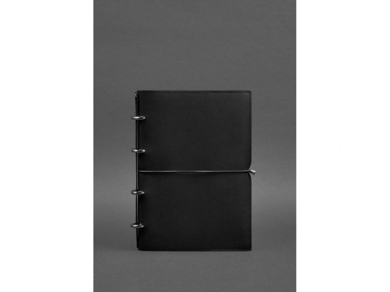 Кожаный блокнот А4 на кольцах (софт-бук) 9.0 в мягкой обложке черный краст, фото 1