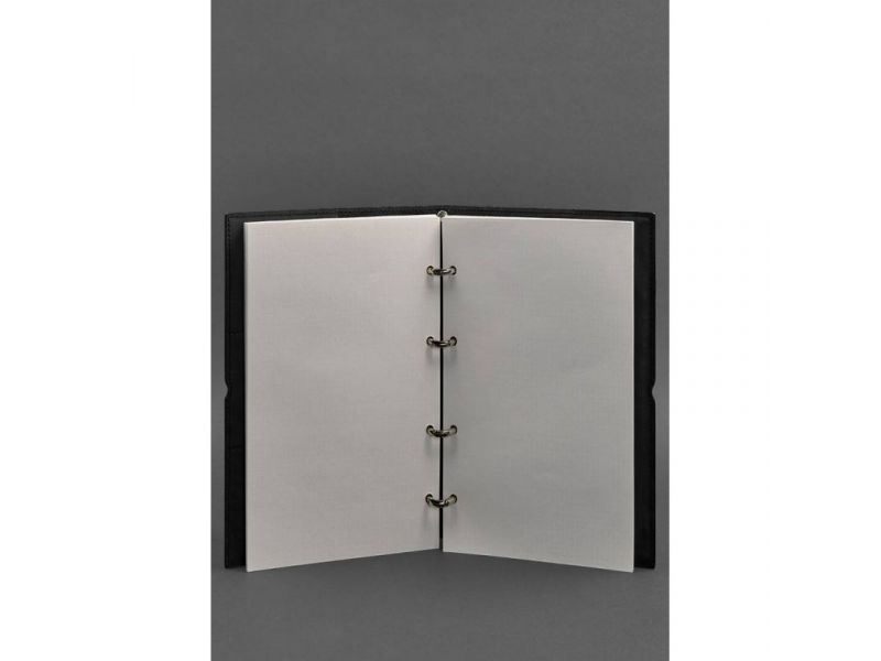 Кожаный блокнот А4 на кольцах (софт-бук) 9.0 в мягкой обложке черный краст, фото 3