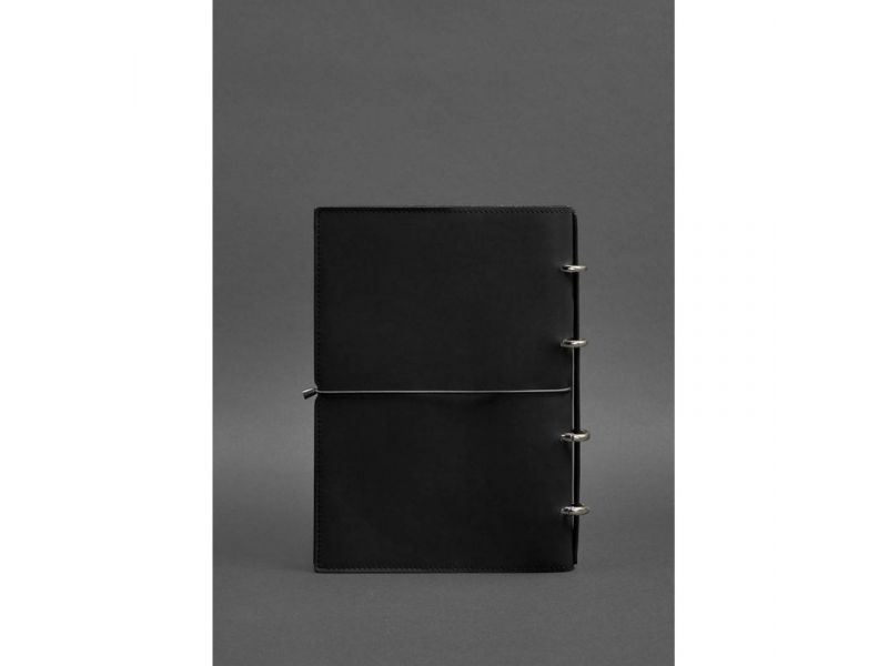 Кожаный блокнот А4 на кольцах (софт-бук) 9.0 в мягкой обложке черный краст, фото 5