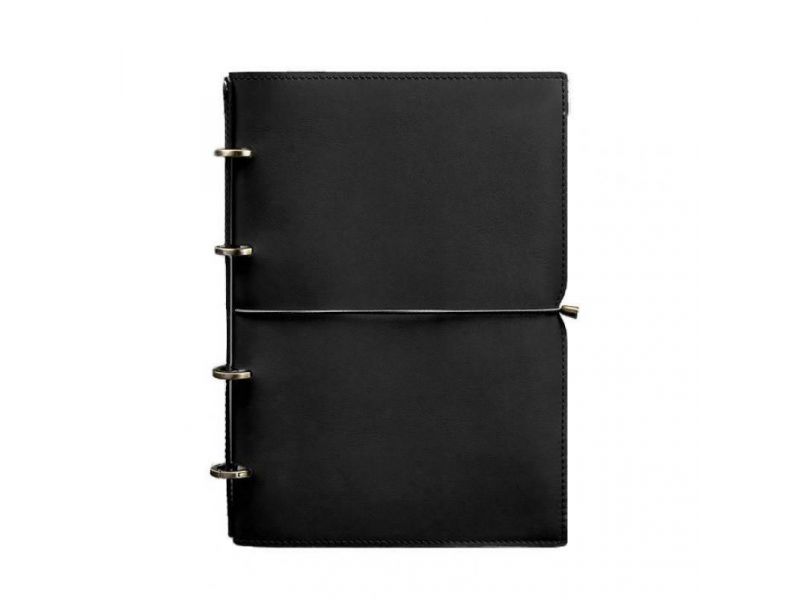 Кожаный блокнот А4 на кольцах (софт-бук) 9.0 в мягкой обложке черный краст, фото 7