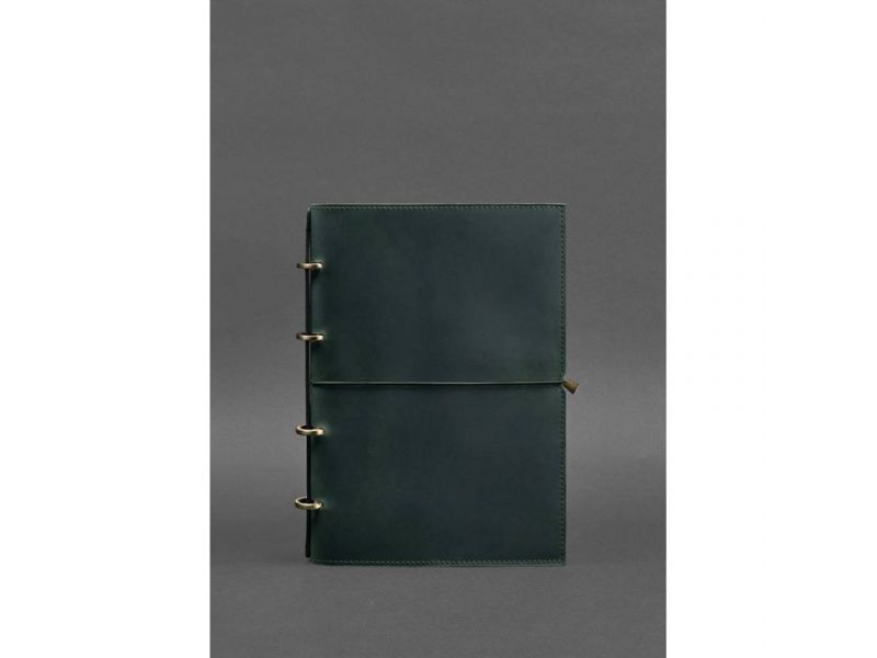 Кожаный блокнот А4 на кольцах (софт-бук) 9.0 в мягкой обложке зеленый Crazy Horse, фото 1