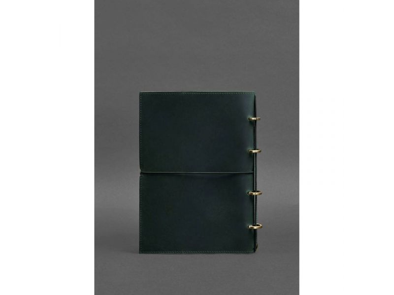 Кожаный блокнот А4 на кольцах (софт-бук) 9.0 в мягкой обложке зеленый Crazy Horse, фото 5