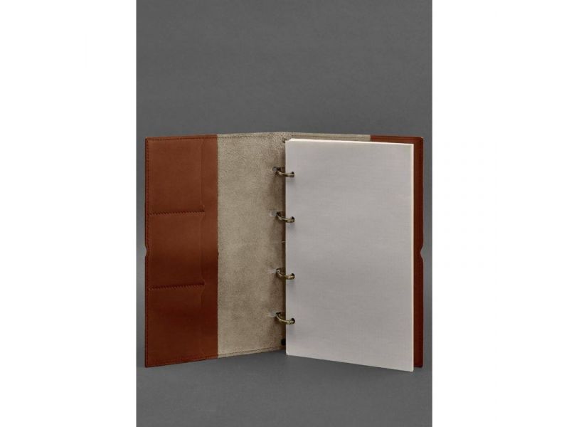 Кожаный блокнот А4 на кольцах (софт-бук) 9.0 в мягкой обложке светло-коричневый Краст, фото 2