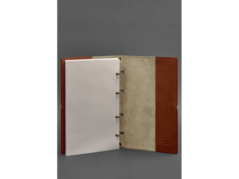 Кожаный блокнот А4 на кольцах (софт-бук) 9.0 в мягкой обложке светло-коричневый Краст, фото 4
