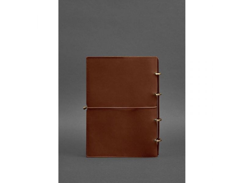 Кожаный блокнот А4 на кольцах (софт-бук) 9.0 в мягкой обложке светло-коричневый Краст, фото 5