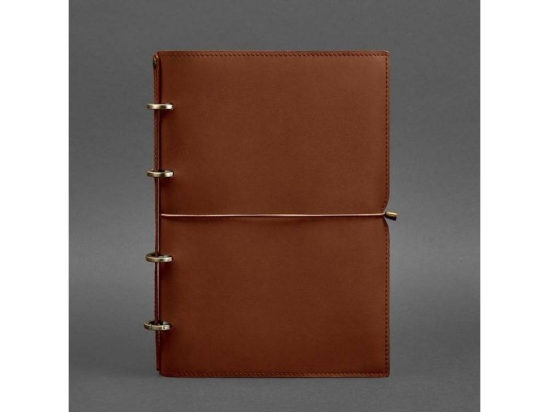 Кожаный блокнот А4 на кольцах (софт-бук) 9.0 в мягкой обложке светло-коричневый Краст, фото 6