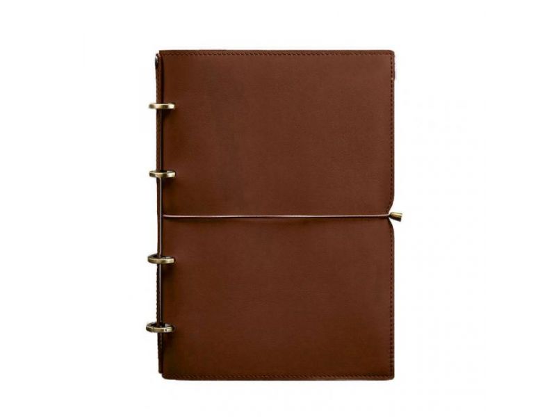 Кожаный блокнот А4 на кольцах (софт-бук) 9.0 в мягкой обложке светло-коричневый Краст, фото 7