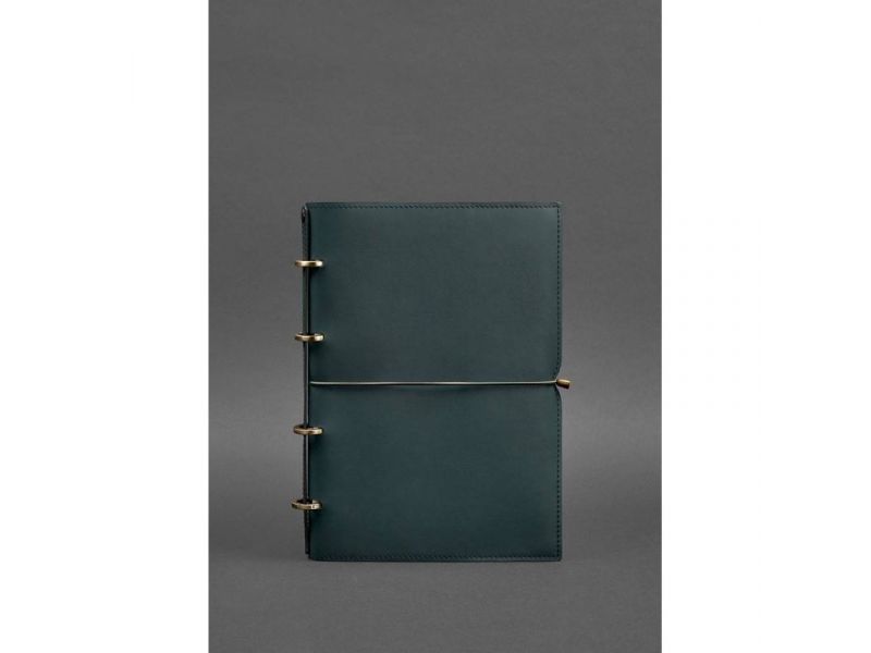 Кожаный блокнот А4 на кольцах (софт-бук) 9.0 в мягкой обложке зеленый Краст, фото 1