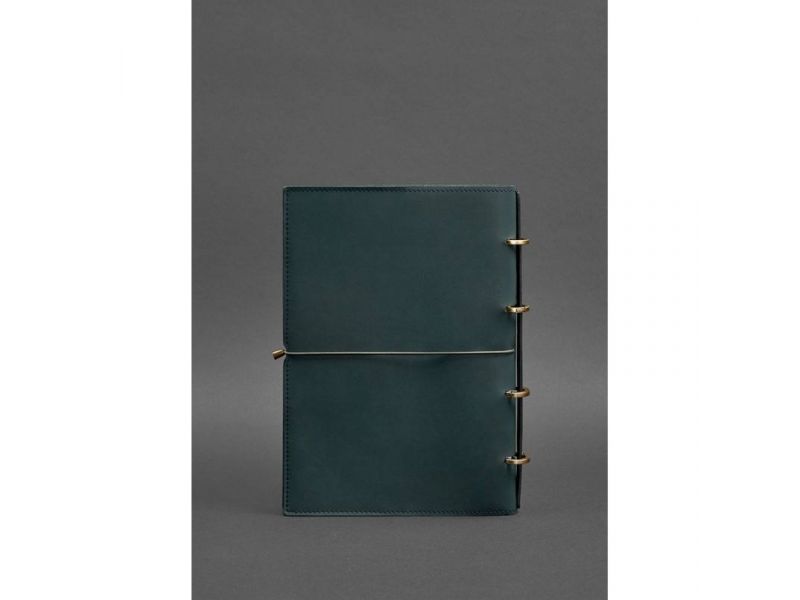 Кожаный блокнот А4 на кольцах (софт-бук) 9.0 в мягкой обложке зеленый Краст, фото 5