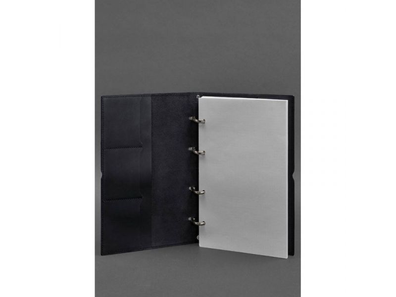 Кожаный блокнот А4 на кольцах (софт-бук) 9.0 в мягкой обложке синий Краст, фото 2