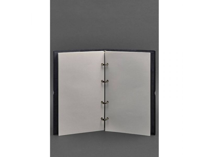 Кожаный блокнот А4 на кольцах (софт-бук) 9.0 в мягкой обложке синий Краст, фото 3