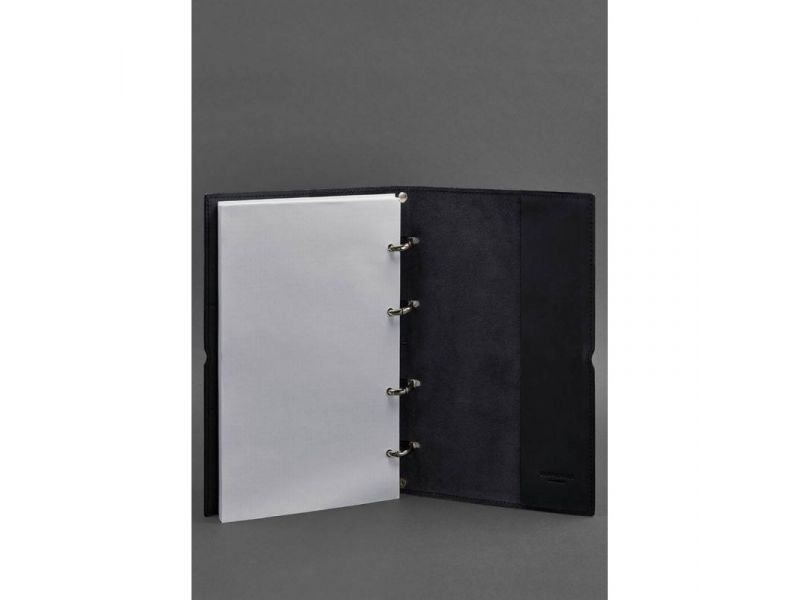 Кожаный блокнот А4 на кольцах (софт-бук) 9.0 в мягкой обложке синий Краст, фото 4