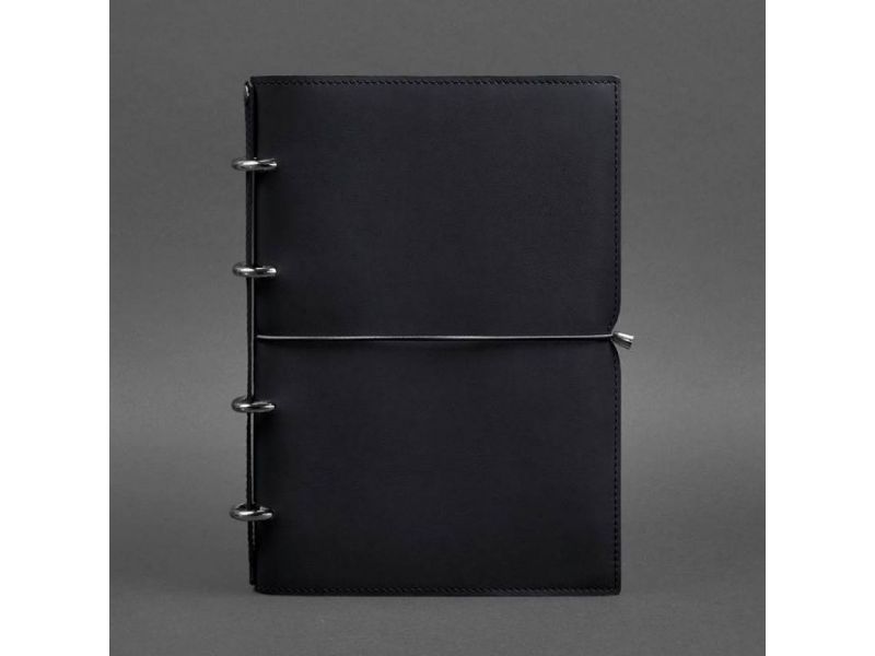 Кожаный блокнот А4 на кольцах (софт-бук) 9.0 в мягкой обложке синий Краст, фото 6