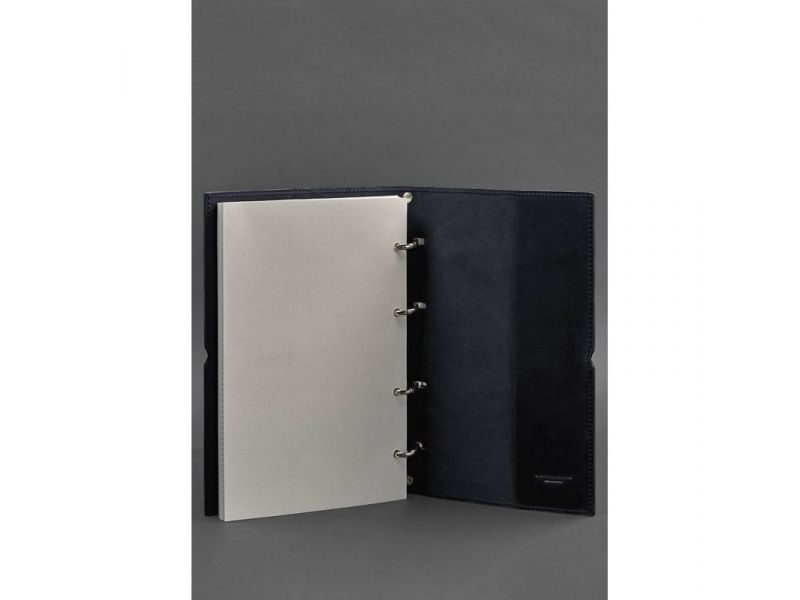 Кожаный блокнот А4 на кольцах (софт-бук) 9.0 в мягкой обложке синий Crazy Horse, фото 4