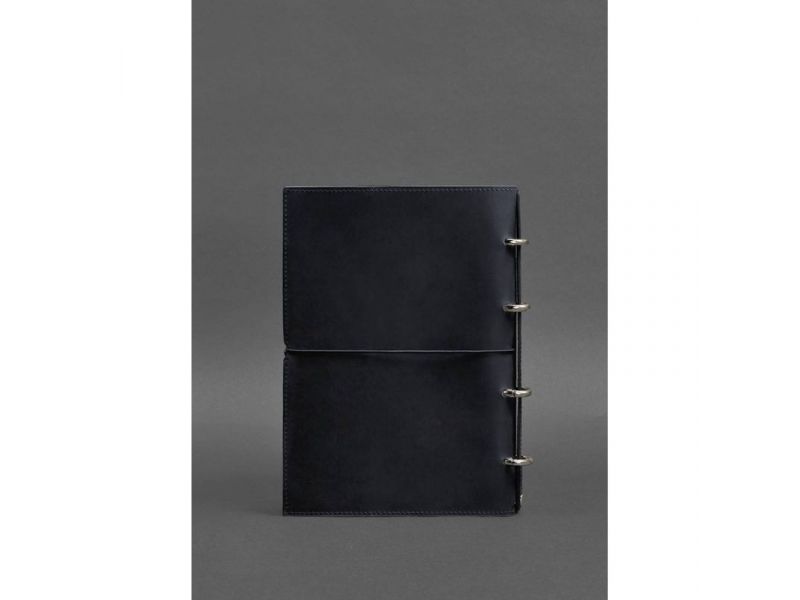 Кожаный блокнот А4 на кольцах (софт-бук) 9.0 в мягкой обложке синий Crazy Horse, фото 5