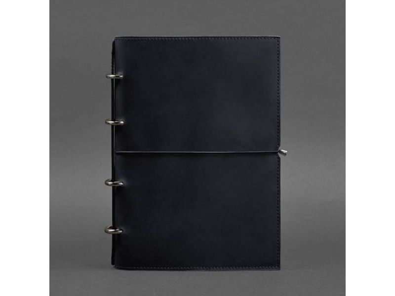 Кожаный блокнот А4 на кольцах (софт-бук) 9.0 в мягкой обложке синий Crazy Horse, фото 6