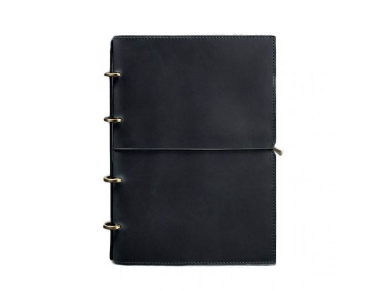 Кожаный блокнот А4 на кольцах (софт-бук) 9.0 в мягкой обложке синий Crazy Horse, фото 7