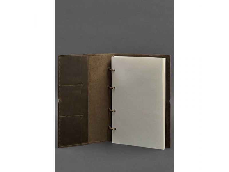 Кожаный блокнот А4 на кольцах (софт-бук) 9.0 в мягкой обложке темно-коричневый Crazy Horse, фото 2