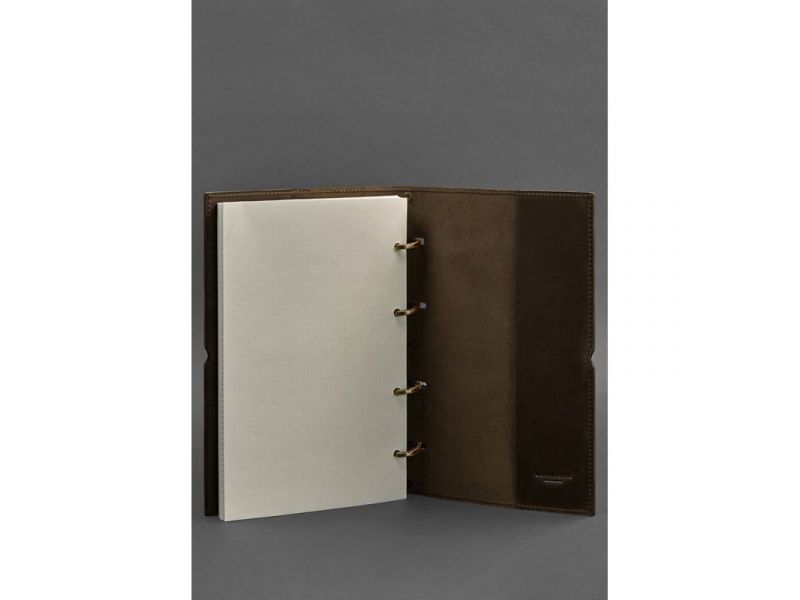 Кожаный блокнот А4 на кольцах (софт-бук) 9.0 в мягкой обложке темно-коричневый Crazy Horse, фото 4