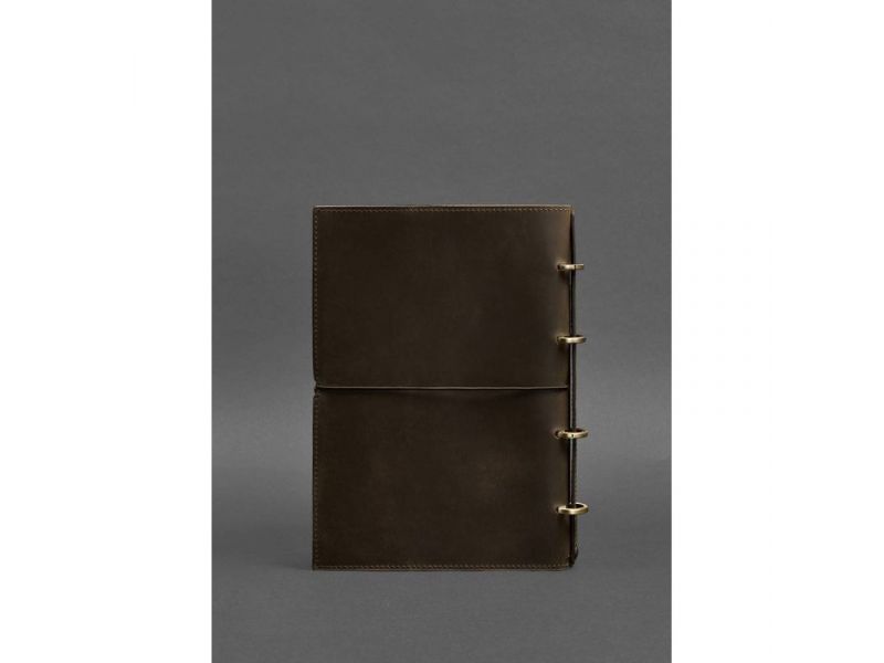 Кожаный блокнот А4 на кольцах (софт-бук) 9.0 в мягкой обложке темно-коричневый Crazy Horse, фото 5