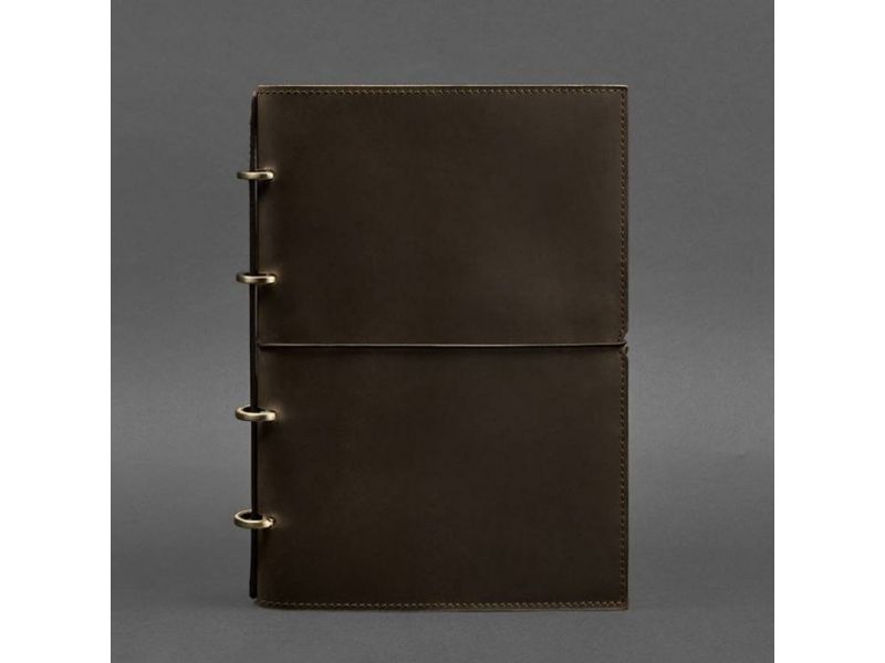 Кожаный блокнот А4 на кольцах (софт-бук) 9.0 в мягкой обложке темно-коричневый Crazy Horse, фото 6