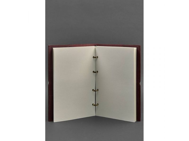Кожаный блокнот А4 на кольцах (софт-бук) 9.0 в мягкой обложке бордовый Crazy Horse, фото 3